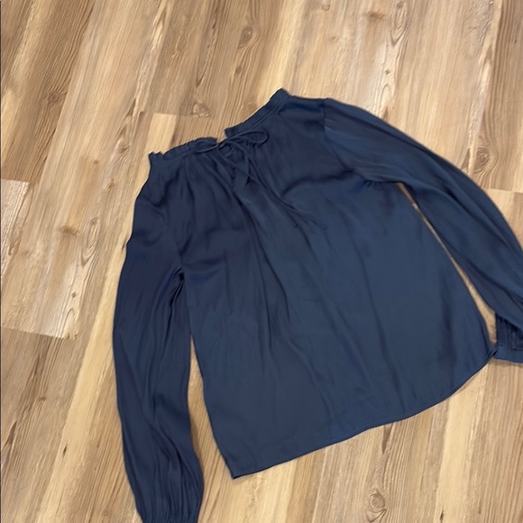 Ann Taylor Factory Blue Silky Long Sleeve Blouse - Picture 5 of 5